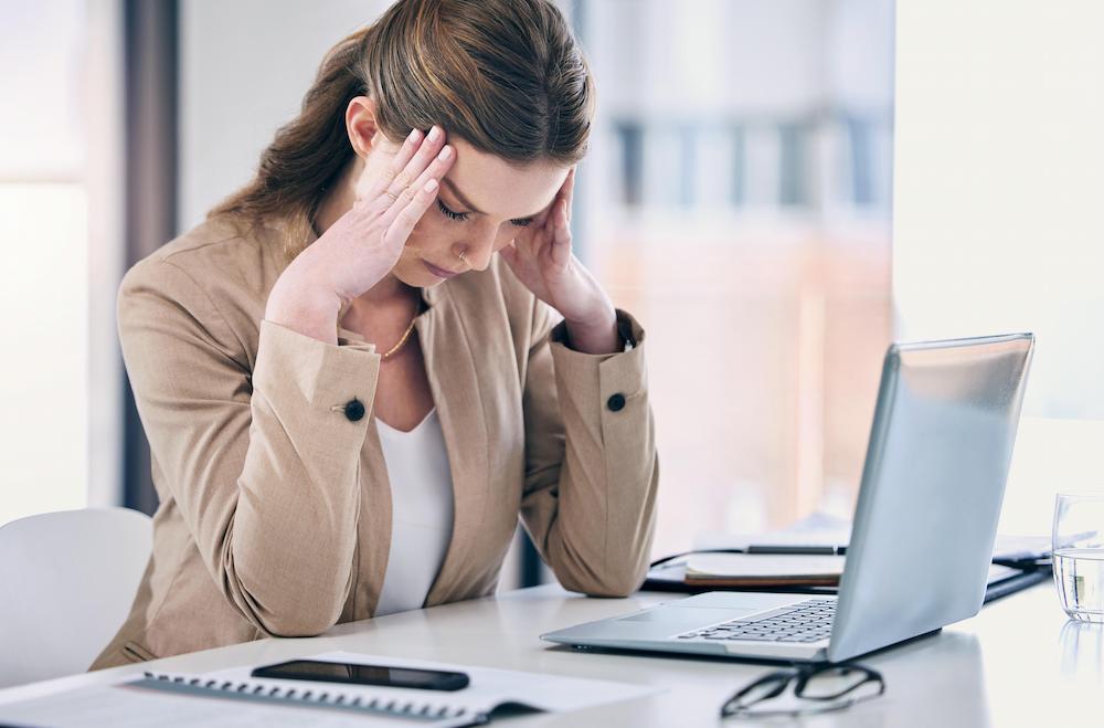 Frustrated founder at desk